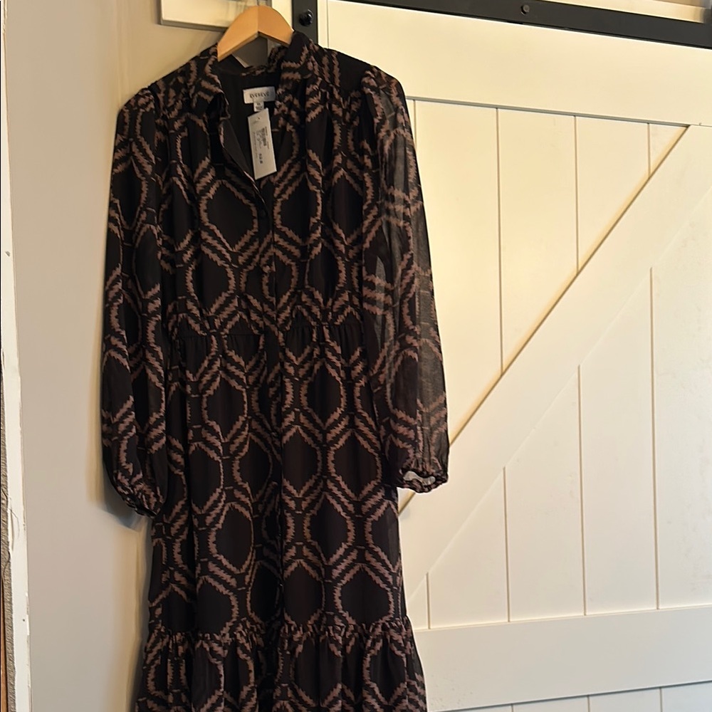 Evereve Black and Brown Patterned Dress